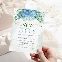 Greenery Blue hydrangea Its a Boy Baby Shower