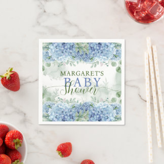 Greenery Blue hydrangea Its a Boy Baby Shower Napkin