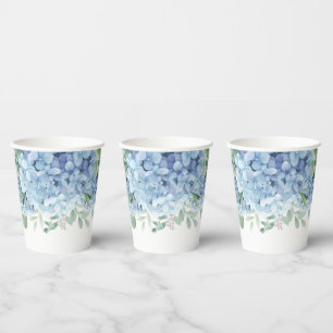 Greenery Blue hydrangea Its a Boy Baby Shower Paper Cups