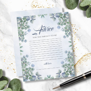 Greenery Blue Watercolor Advice Parents Baby Showe
