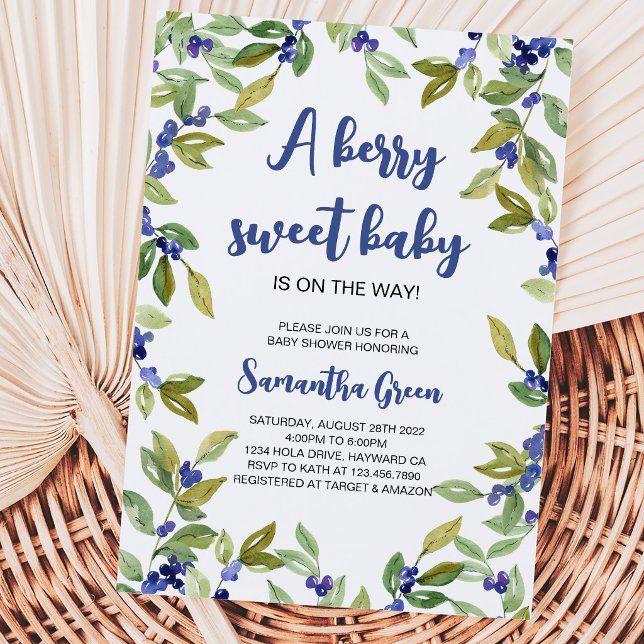  Greenery Blueberry Baby Shower Invitation (Creator Uploaded)
