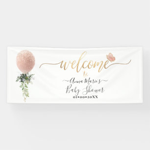 Greenery Blush Glitter Balloon Any Event Welcome Banner