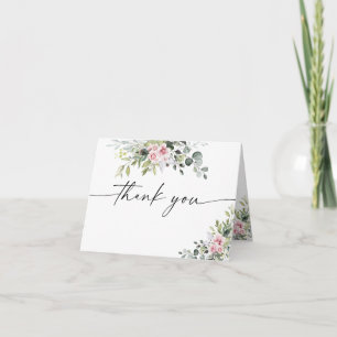 Greenery Blush Pink Baby Shower Thank You Card