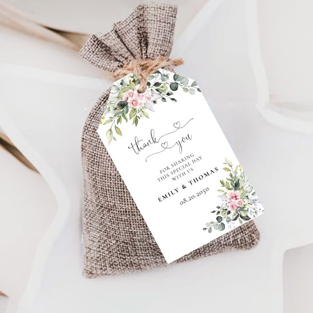 Greenery Blush Pink Wedding Ceremony Gift Tag (Creator Uploaded)