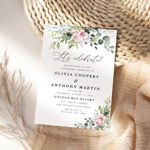 Greenery Blush Pink Wedding Ceremony Invitation