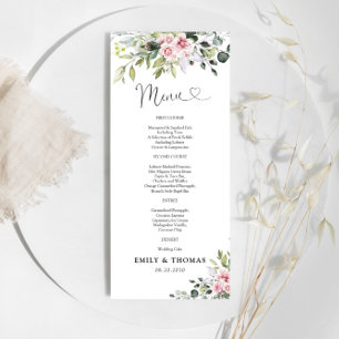 Greenery Blush Pink Wedding Ceremony Menu