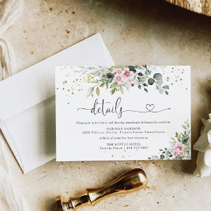 Greenery Blush Pink Wedding Enclosure Card