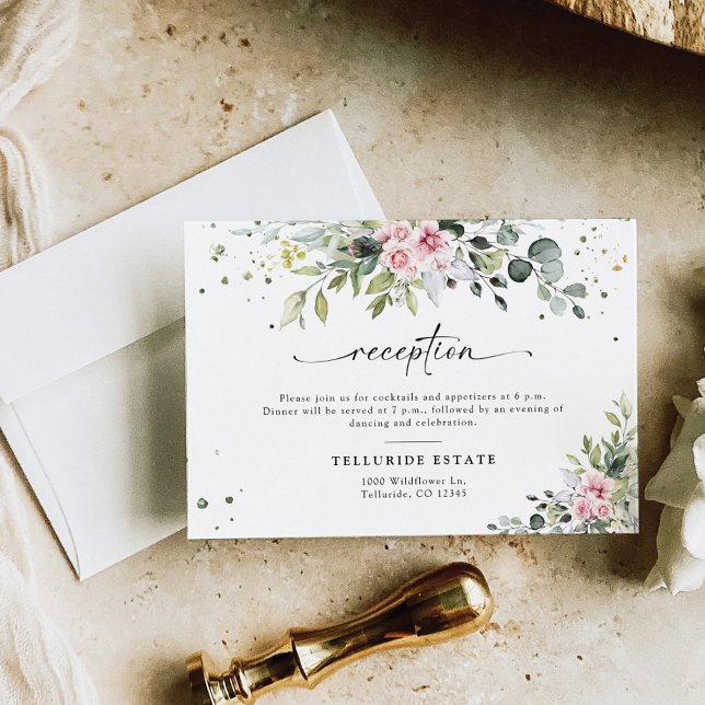 Greenery Blush Wedding Reception Enclosure Card (Creator Uploaded)