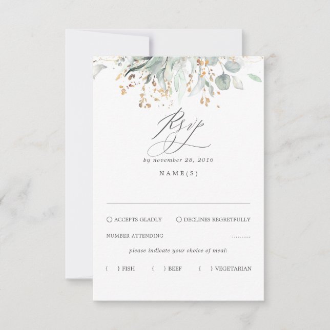 Greenery Bohemian Wedding RSVP Card (Front)