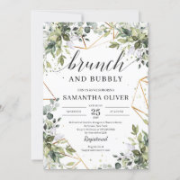 Greenery boho eucalyptus leaves brunch and bubbly