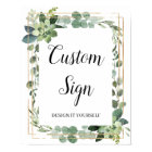 Greenery boho succulent gold glitter custom sign