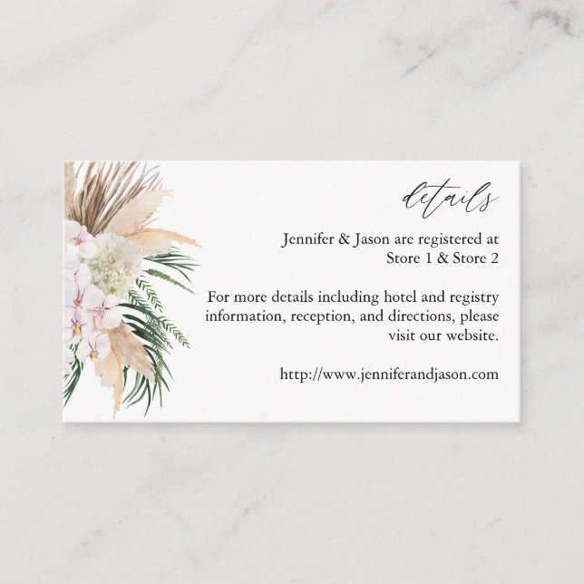 Greenery Boho Tropical Floral  Enclosure Card (Front)