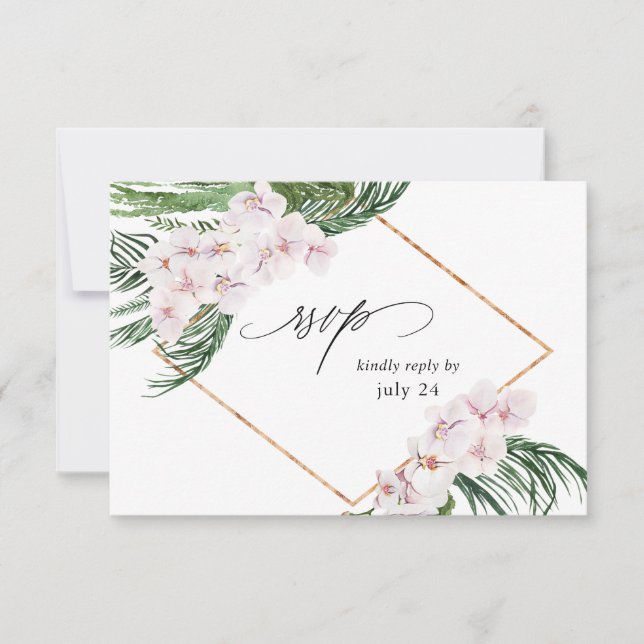 Greenery Boho Tropical Floral w Meal RSVP Card 3 (Front)