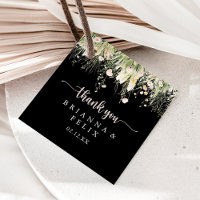 Greenery Boho Wildflower Black Wedding Favour Tags
