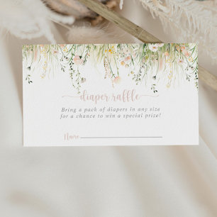 Greenery Boho Wildflower Diaper Raffle Ticket  Enclosure Card