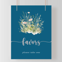 Greenery Boho Wildflower Navy Favours Sign