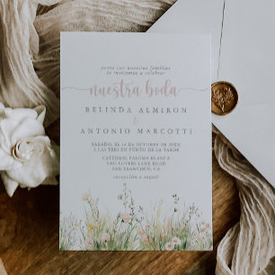 Greenery Boho Wildflower Nuestra Boda Wedding Invitation