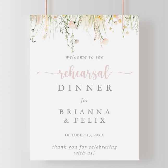 Greenery Boho Wildflower Rehearsal Dinner Welcome  Poster (Creator Uploaded)