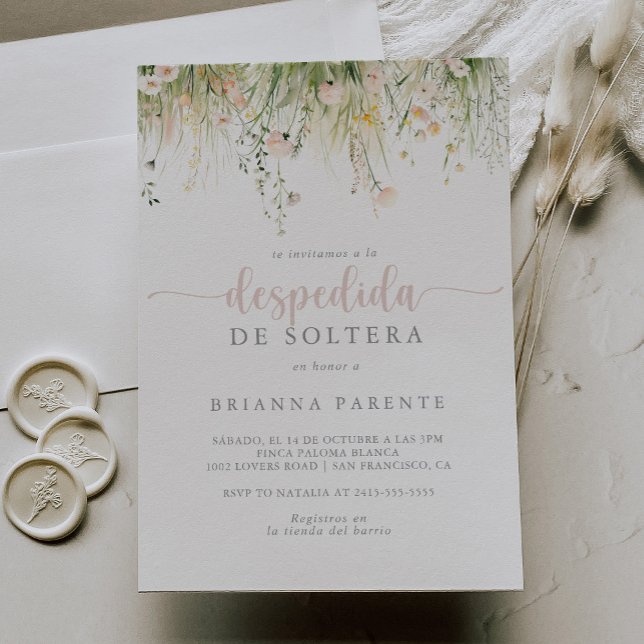 Greenery Boho Wildflower Spanish Bridal Shower  Invitation (Creator Uploaded)