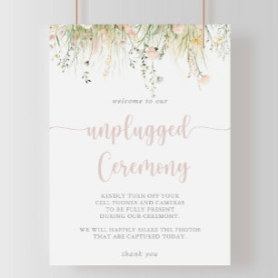 Greenery Boho Wildflower Unplugged Ceremony Sign