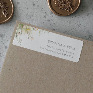 Greenery Boho Wildflower Wedding Address Label