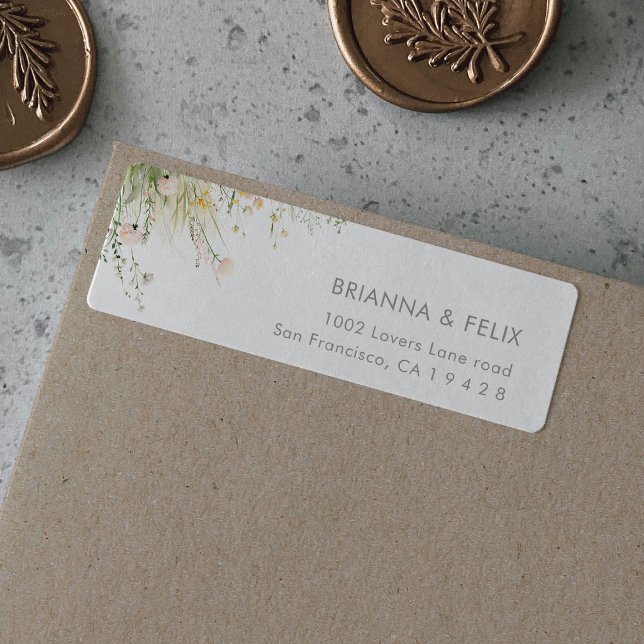 Greenery Boho Wildflower Wedding Address Label (Creator Uploaded)