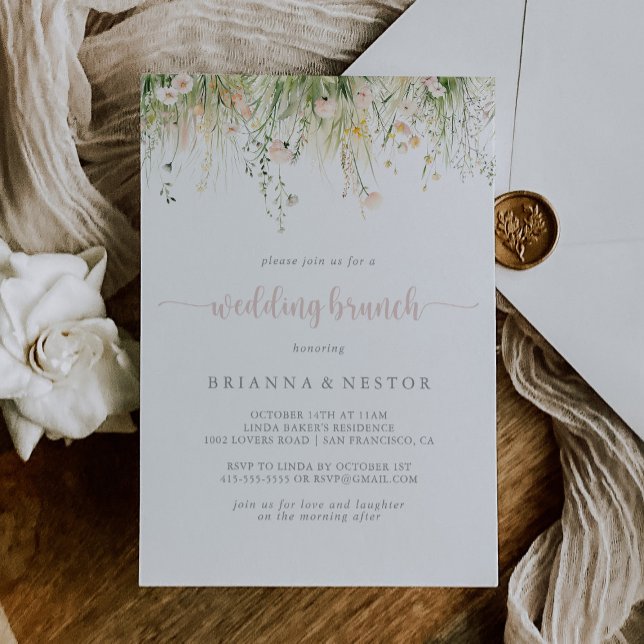 Greenery Boho Wildflower Wedding Brunch  Invitation (Creator Uploaded)