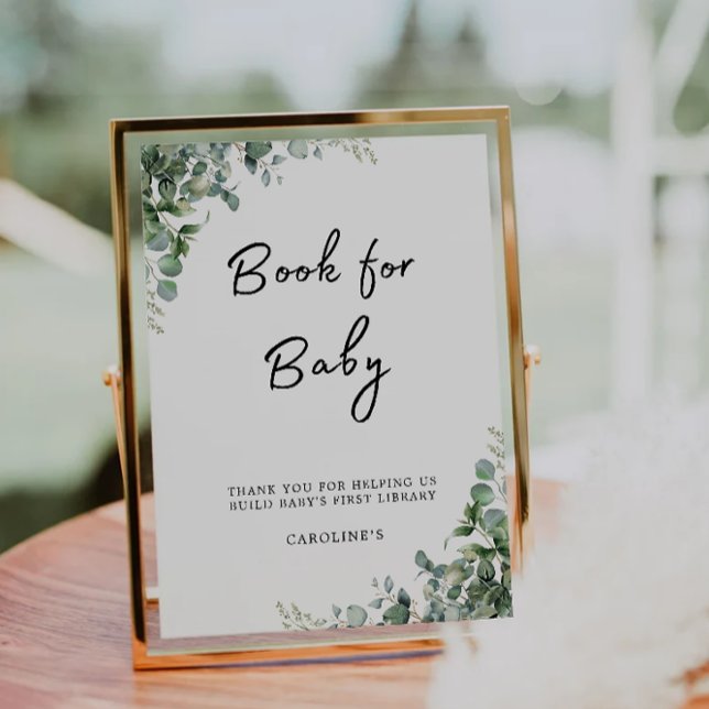 Greenery Book for Baby Sign, Baby Shower Invitation (Greenery Book for Baby Sign, Baby Shower Invitation)
