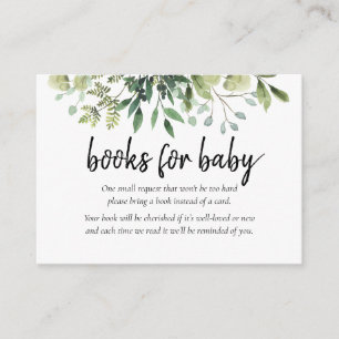 Greenery Book Request Baby Shower Enclosure Card