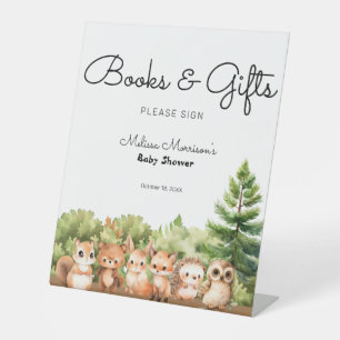 Greenery Books and Gifts Woodland Baby Shower Pedestal Sign