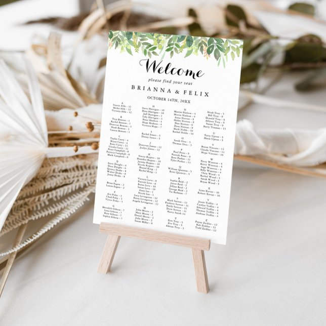Greenery Botanical Alphabetical Seating Chart (Creator Uploaded)