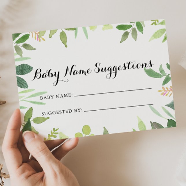 Greenery Botanical Baby Name Suggestions Card (Creator Uploaded)