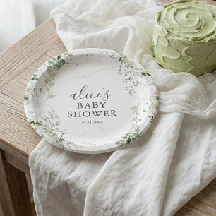 Greenery Botanical Bridal Shower Paper Plate