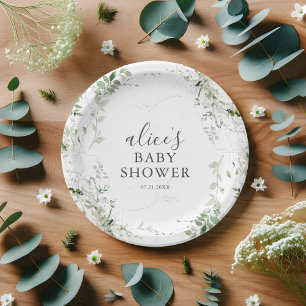 Greenery Botanical Bridal Shower Paper Plate