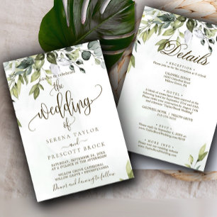 Greenery Botanical Calligraphy Wedding Invitation