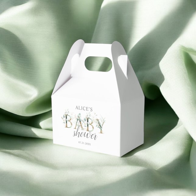 Greenery Botanical Decorative Font Baby Shower Favour Box (Creator Uploaded)