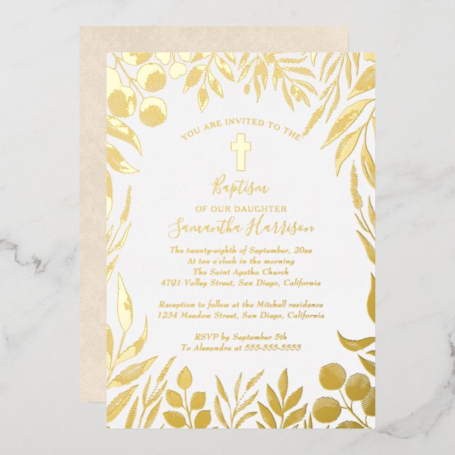 Greenery Botanical Elegant Gender Neutral Baptism (Front/Back)