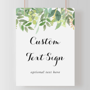 Greenery Botanical Foliage Custom Text Sign