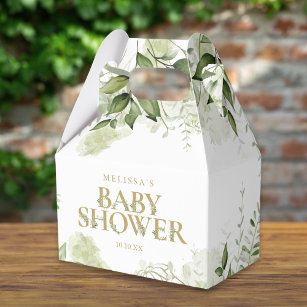 Greenery Botanical Foliage Gold Baby Shower Favour Box