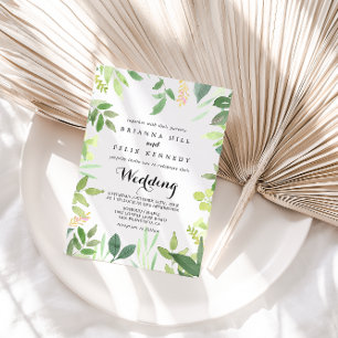 Greenery Botanical Front & Back Wedding Invitation