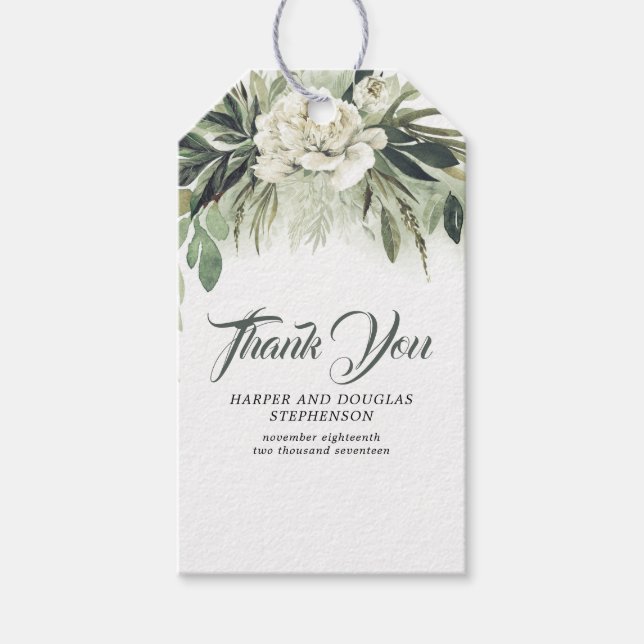 Greenery Botanical Garland Wedding Gift Tags (Front)