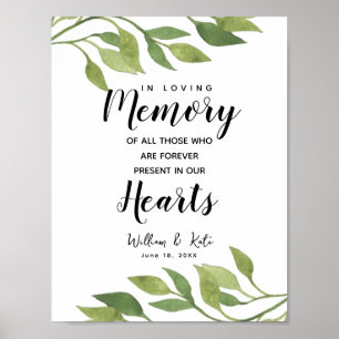 Greenery botanical In loving memory sign
