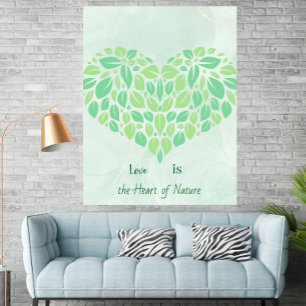 Greenery Botanical Leaves Watercolor Heart Poster