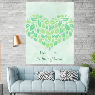 Greenery Botanical Leaves Watercolor Heart Poster