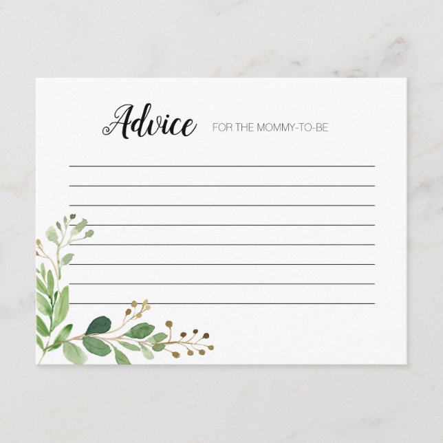 Greenery Botanical Modern Advice Card (Front)