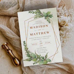 Greenery Botanical Rustic Outdoor Wedding Invitation