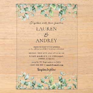 Greenery Botanical Wedding Acrylic Invitation