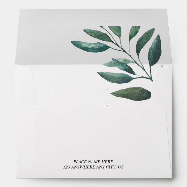 Greenery Botanical Wedding Return Address Envelope (Back (Bottom))