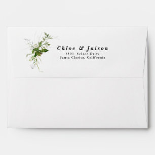 Greenery Botanicals Watercolor Calligraphy Wedding Envelope