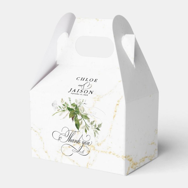 Greenery Botanicals Watercolor Calligraphy Wedding Favour Box (Front Side)